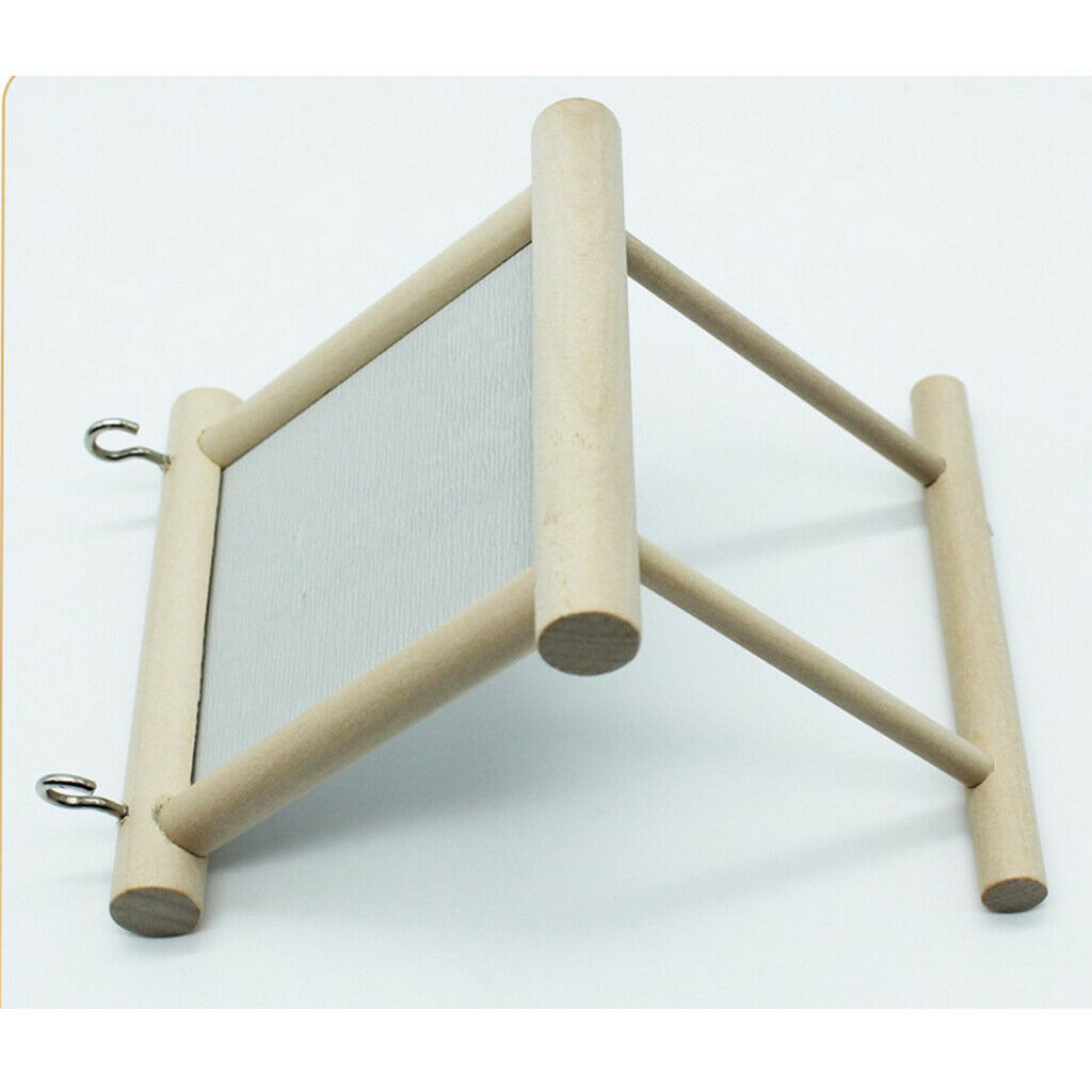 Bird Mirror Perch Stand Platform Wooden Bird Toys for Budgie Parakeet