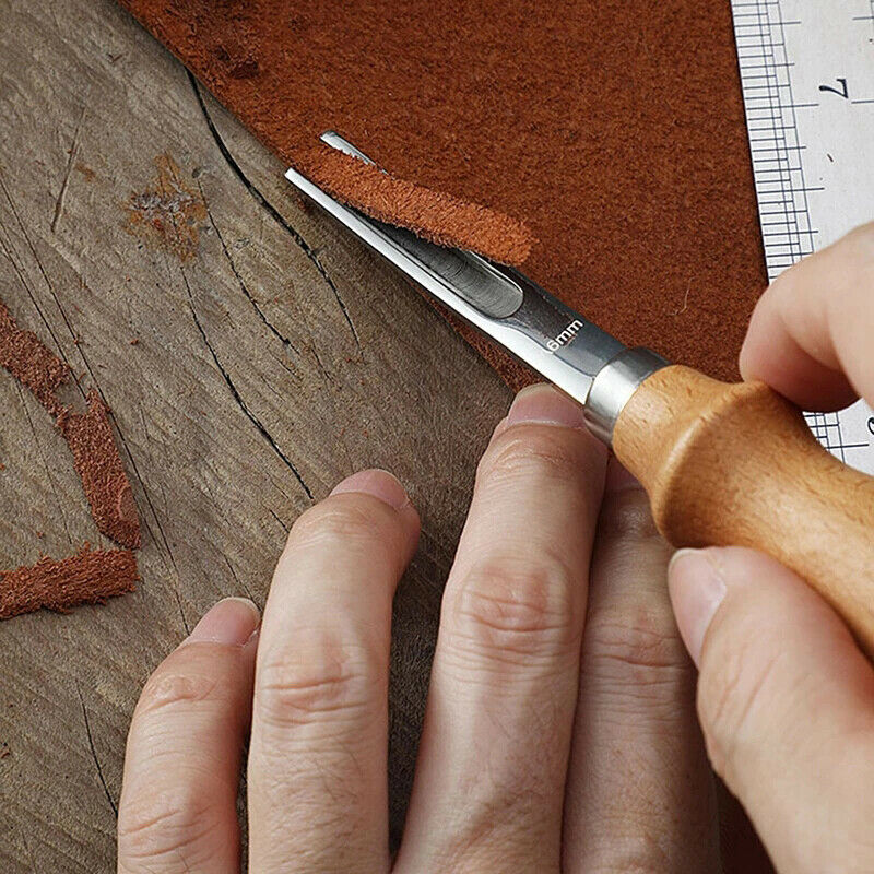 Wood Handle French Style Leather Edge Beveler Leather Cut Skiving Trimm T.l8