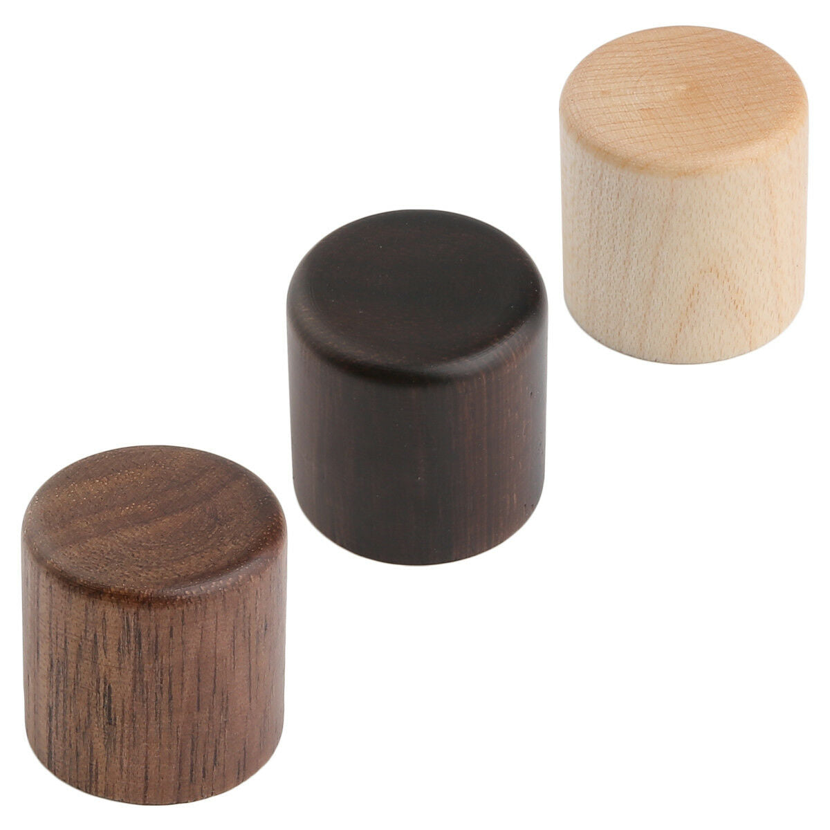 2x Walnut Wood Tele Style Flat Top Dome Knobs Guitar Bass Wood Barrel Knobs