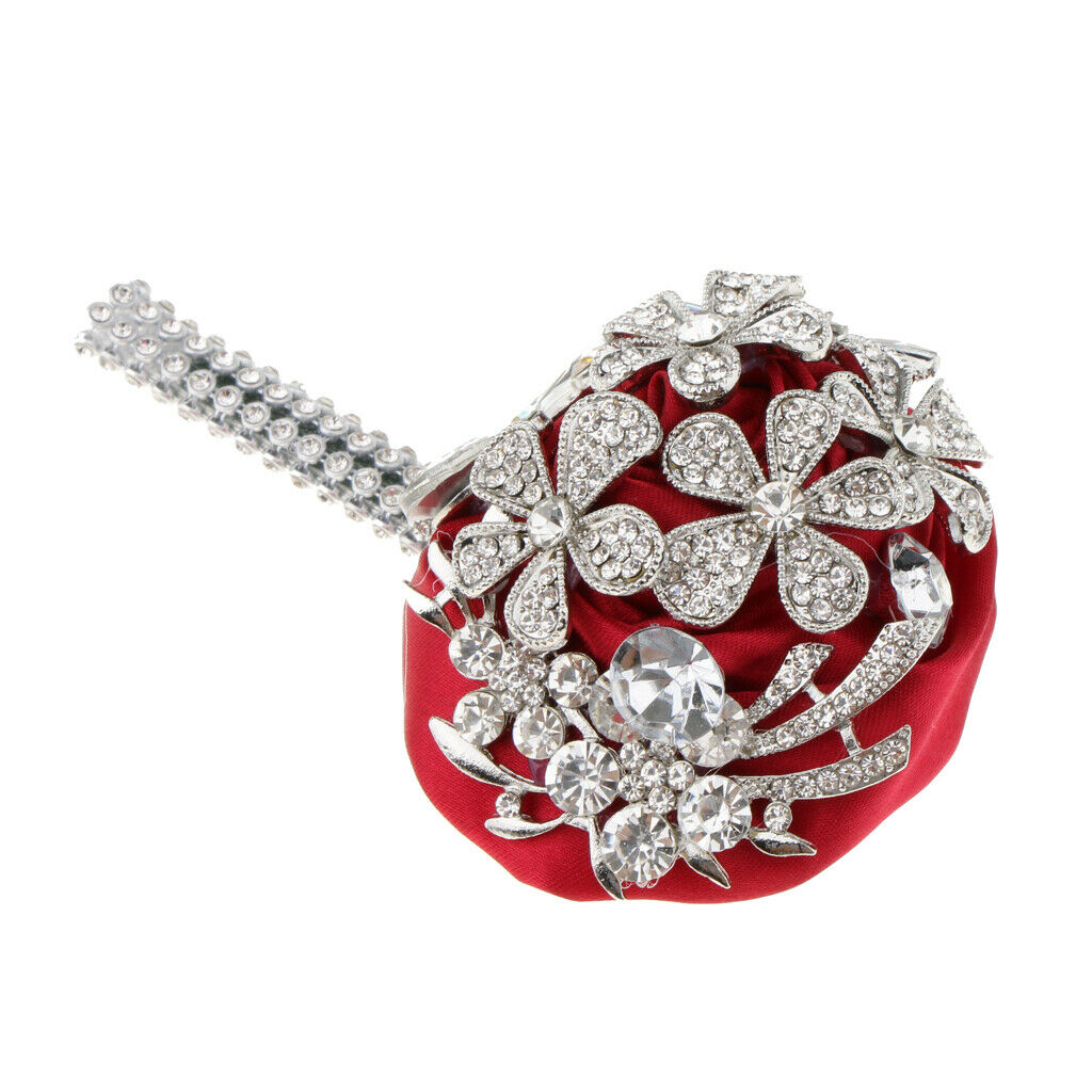 Bride Groom Rhinestone Crystal Corsage Boutonniere Wedding Supplies Wine Red