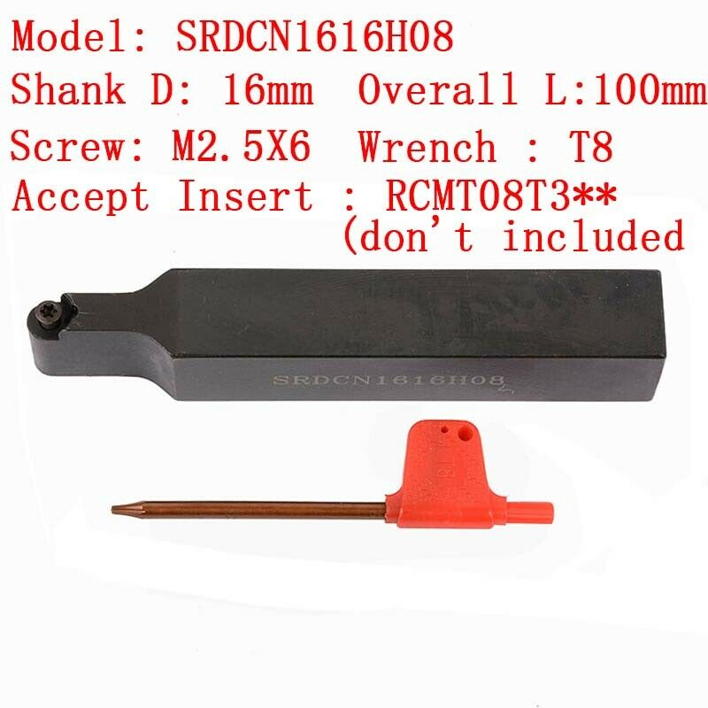 45° 5/8" SRDCN 1616H08 lathe cutting boring external Holder for RCMT08T3 insert