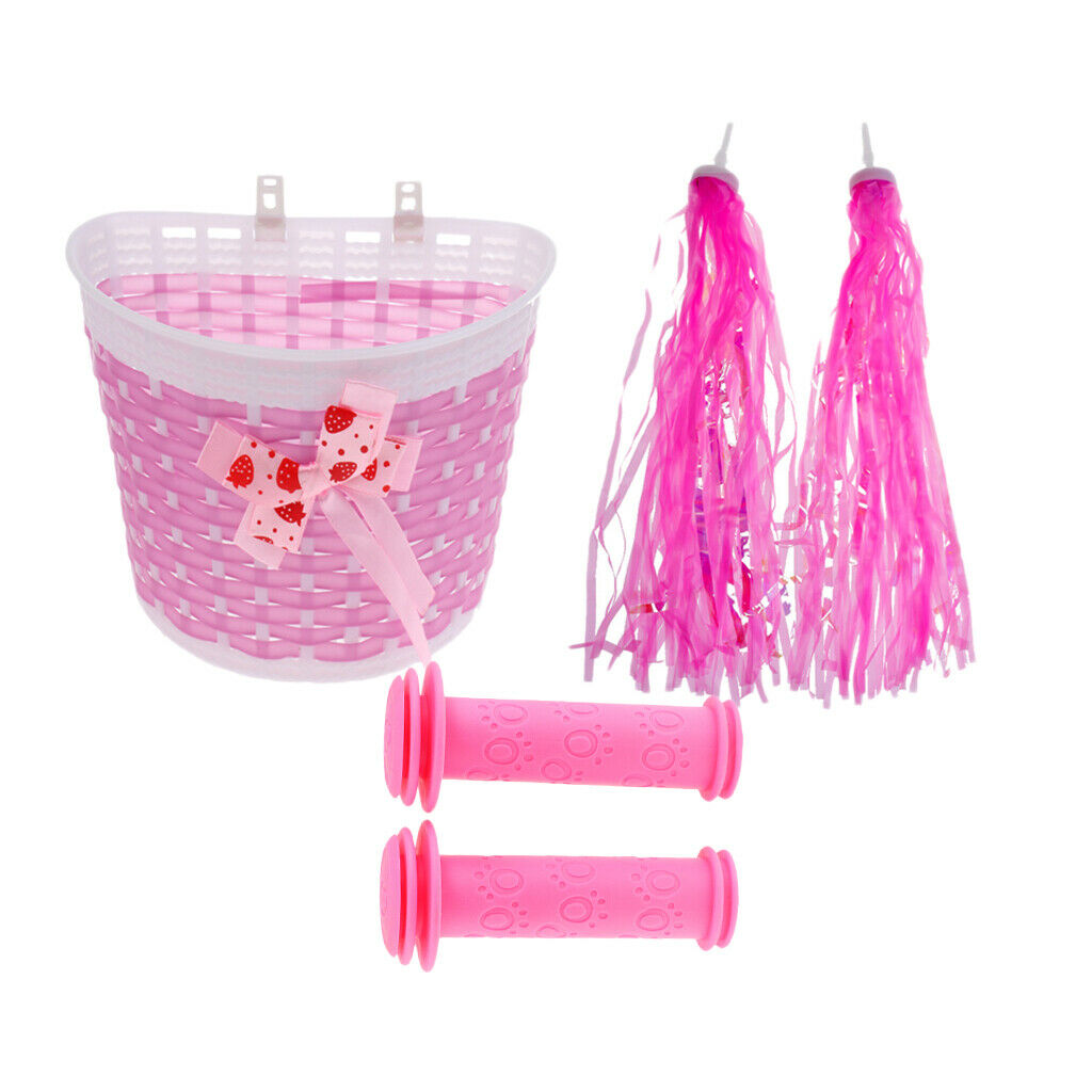 Girls Bicycle Streamers Handlebar Grips Tassels Front Basket Box Accessories