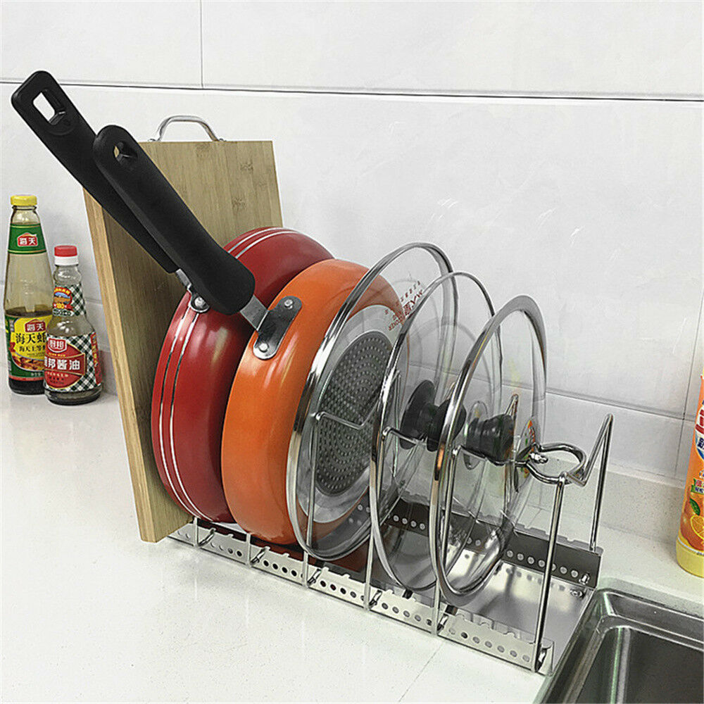 304 Stainless Steel Pot Lid Rack Pan&Cutting Board Holder Organizer for Kitchen