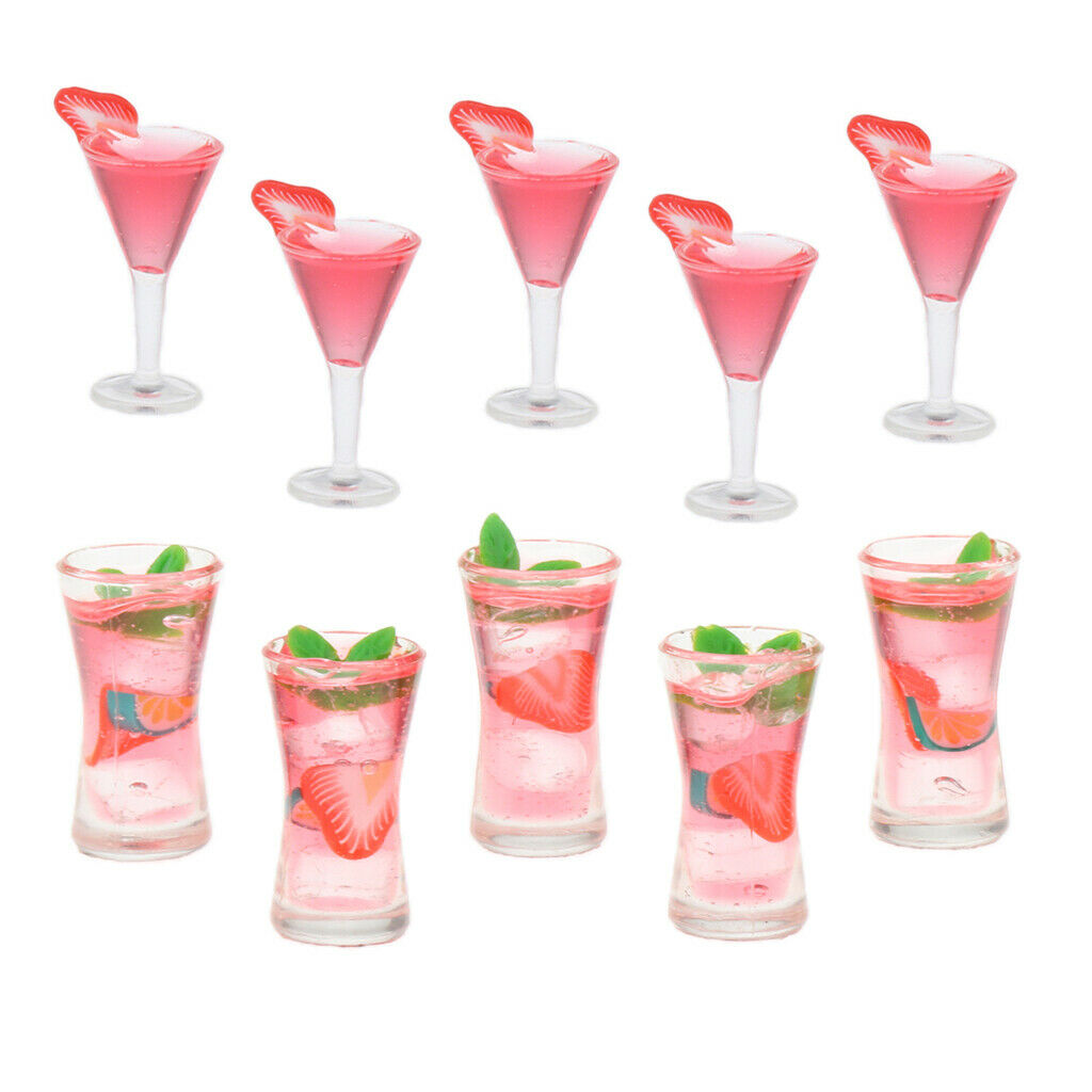 10 lot 1/12 Mint Cocktail Glasses Drinks Kitchen Pub Bar DIY Life Scenes