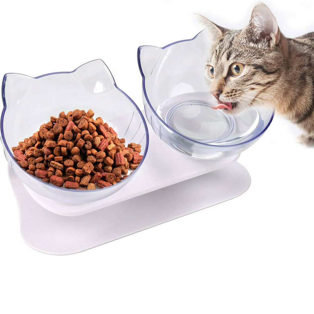 15 Degree Tilt Cat Bowls Pet Feeding Bowl Fall Resistant Double Cat Food Bowl