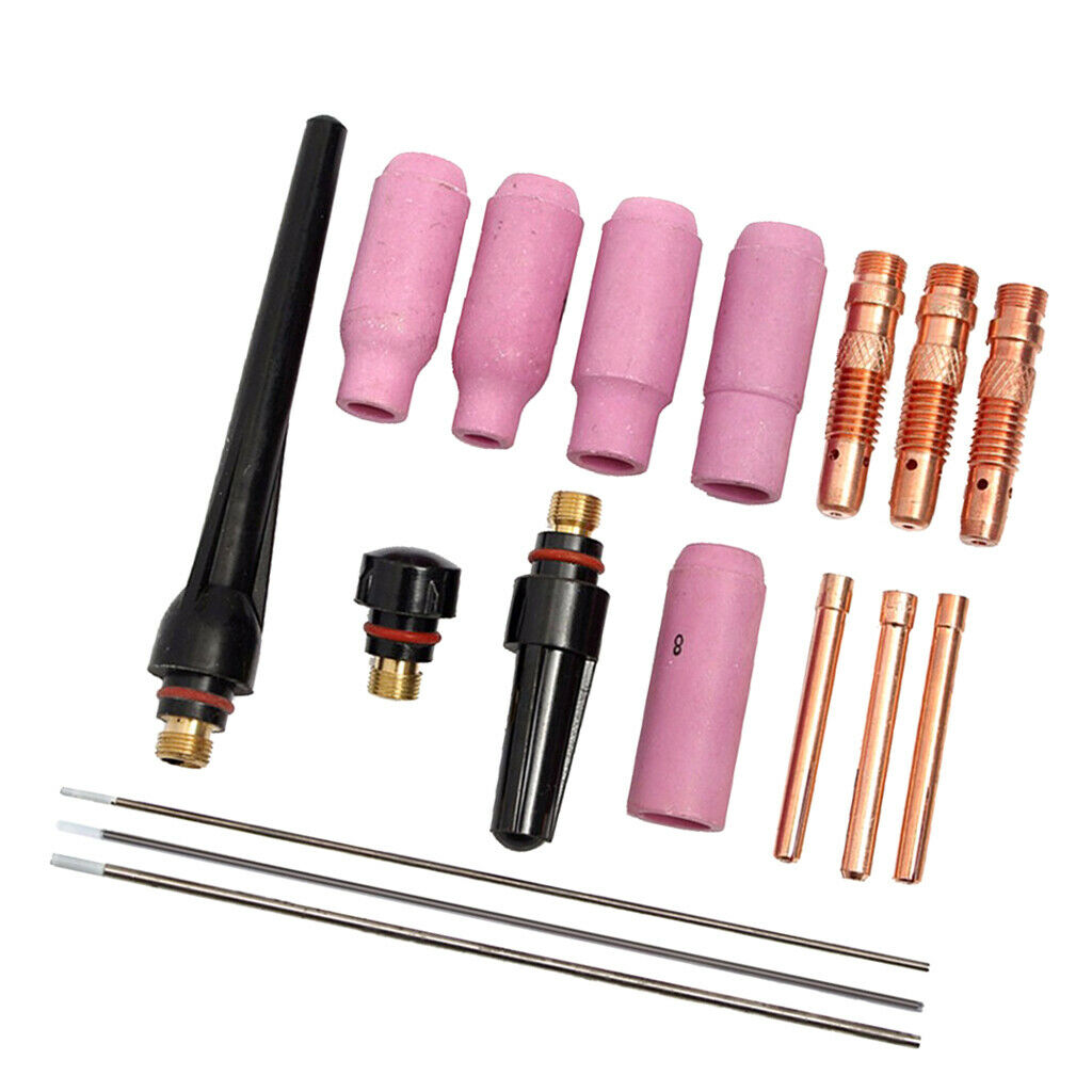 17/Set TIG Welding Torch 17/18/26 Kit Gas Lens-Tungsten 1/16-3/32-1/8