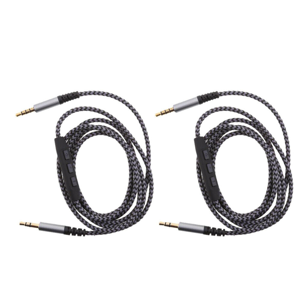 Set of 2 Universal 3.5mm Stereo Jack Audio Speaker Cable w/ Control Volume Line