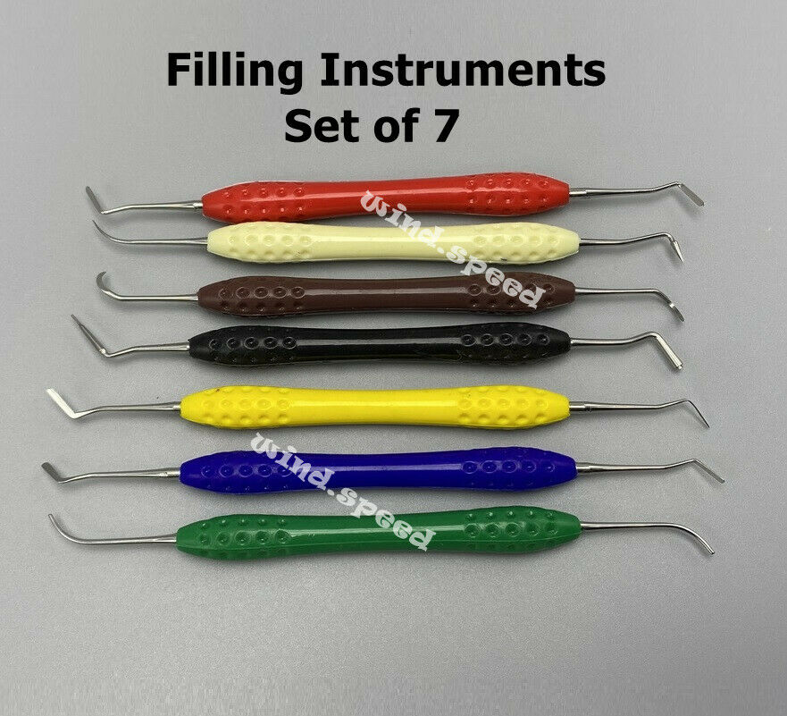 Dental Composite Filling Instruments Set of 7pcs Silicon Handle Double Ends Tool