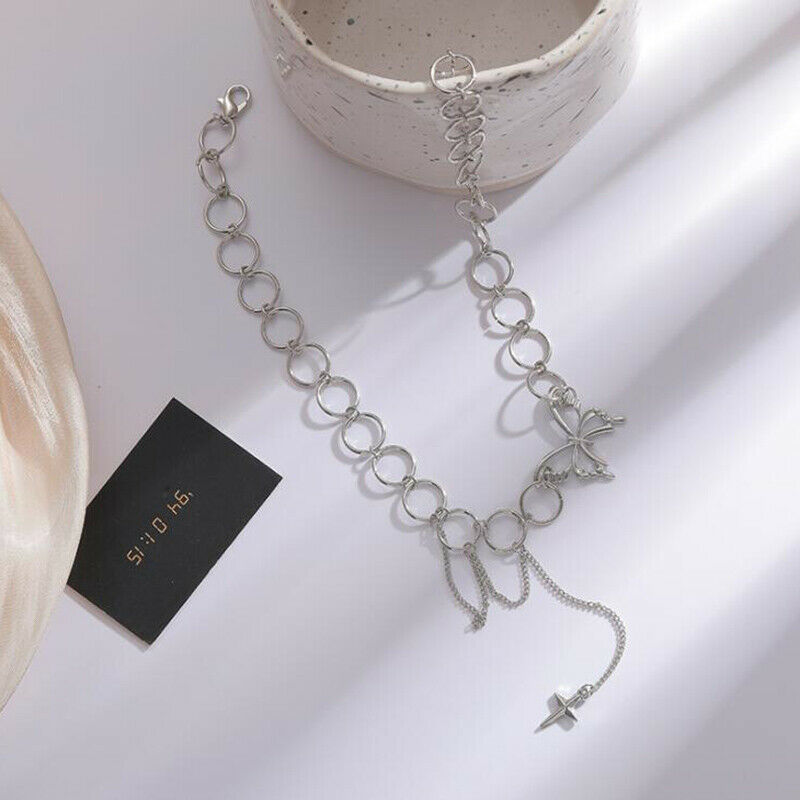 Punk Butterfly Necklace Women Gothic Chain Tassel Choker Jewelry Accessor.l8