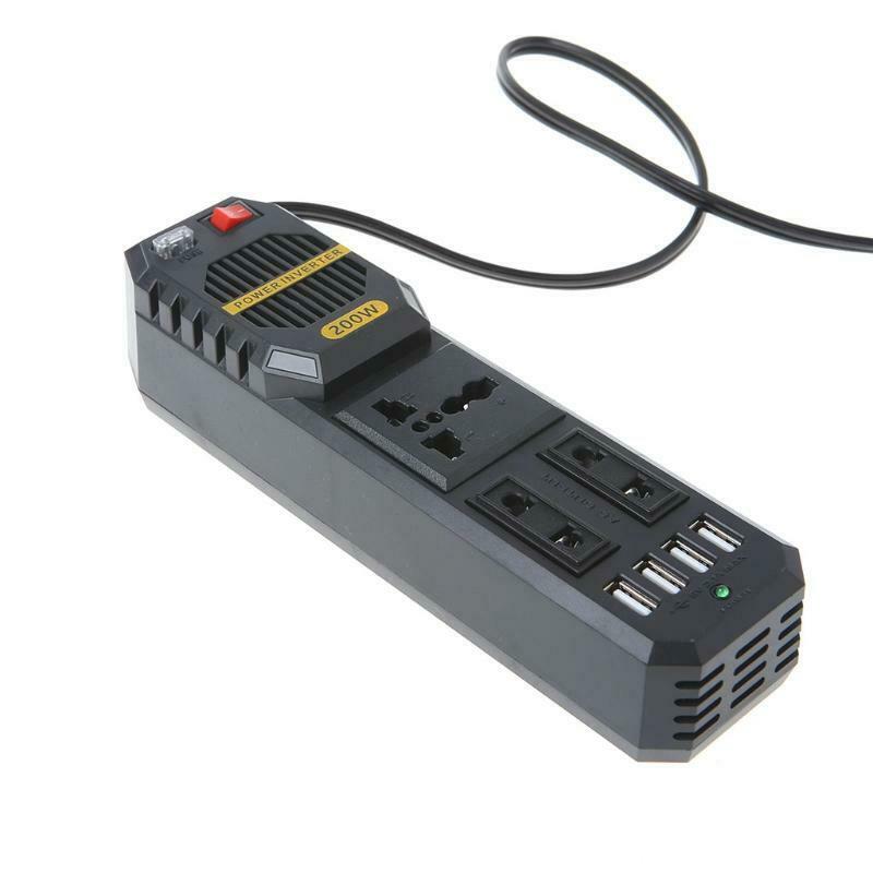 200W Car 4 Port USB 12V DC to AC 220V Vehicle Power Inverter Adapter Converter