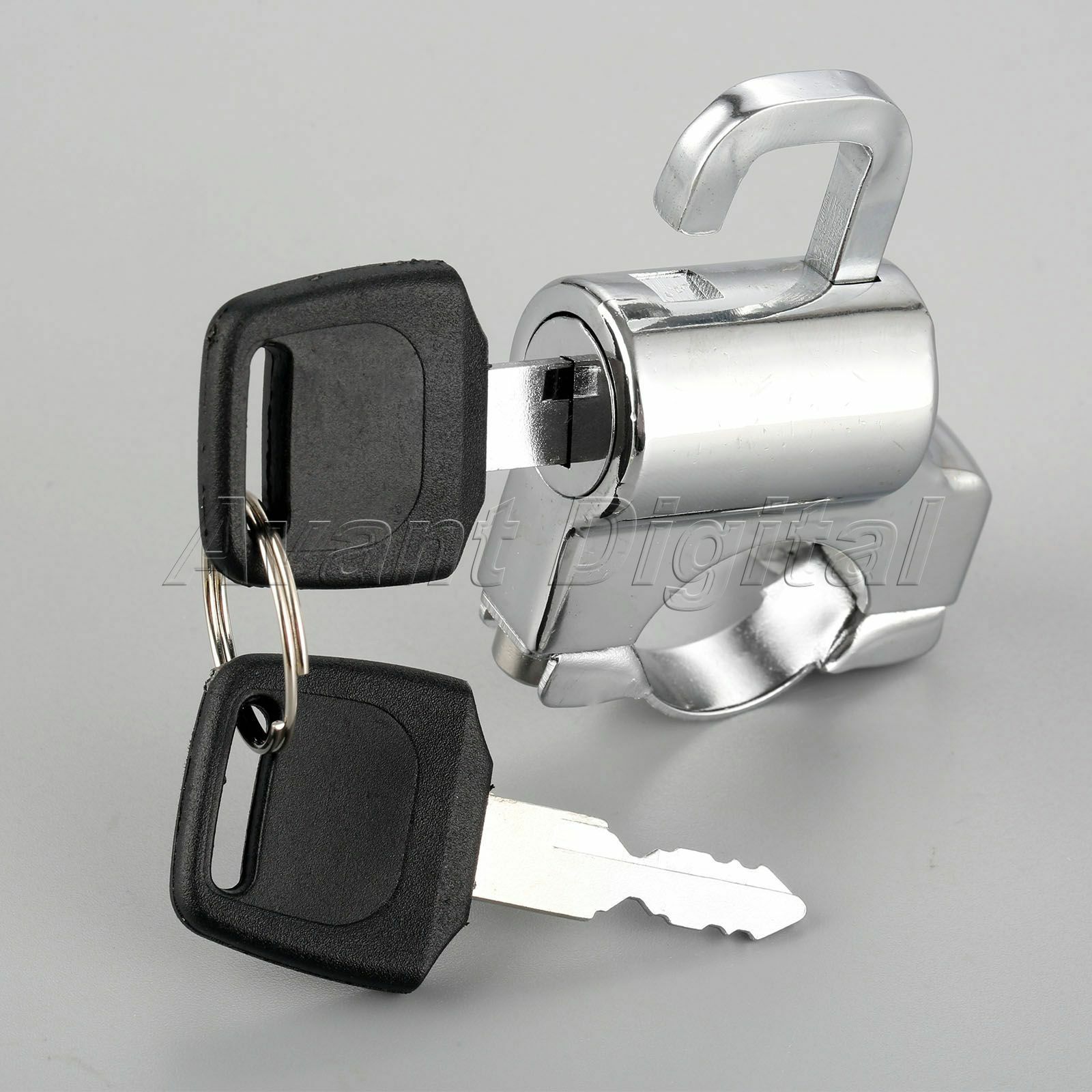 Motorcycle Motorbike Chrome Helmet Lock 2 Keys with 22mm Handlebar Hanger Hook