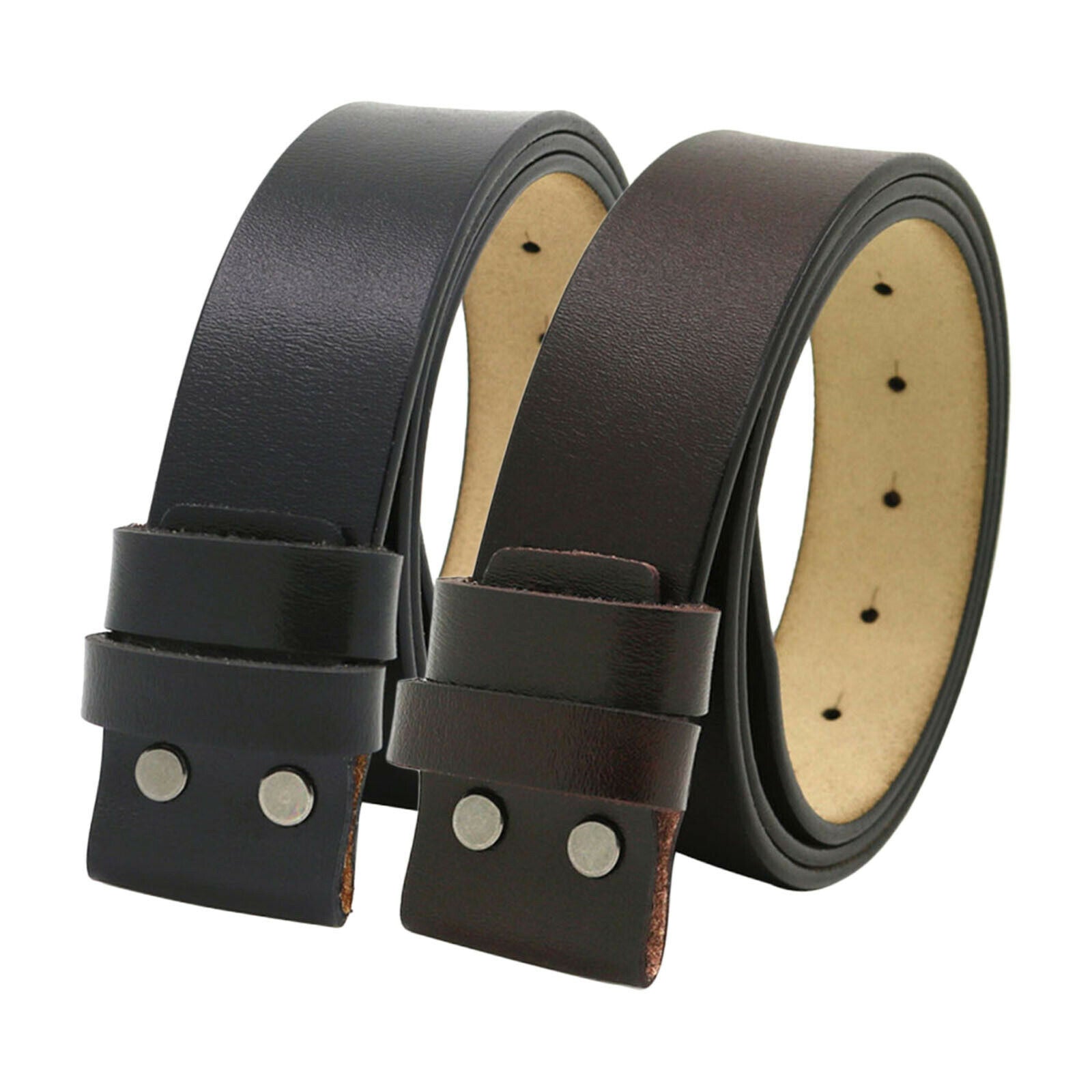 2Pcs Men Leather Belt No Buckle Straps Casual for Fashion Trousers Accessories