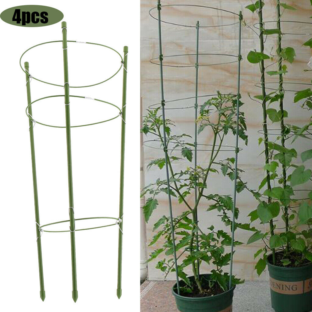 4 Pieces Plant Climbing Stand, Trellis Cage, Bracket, Stake Frame With 3 Rings