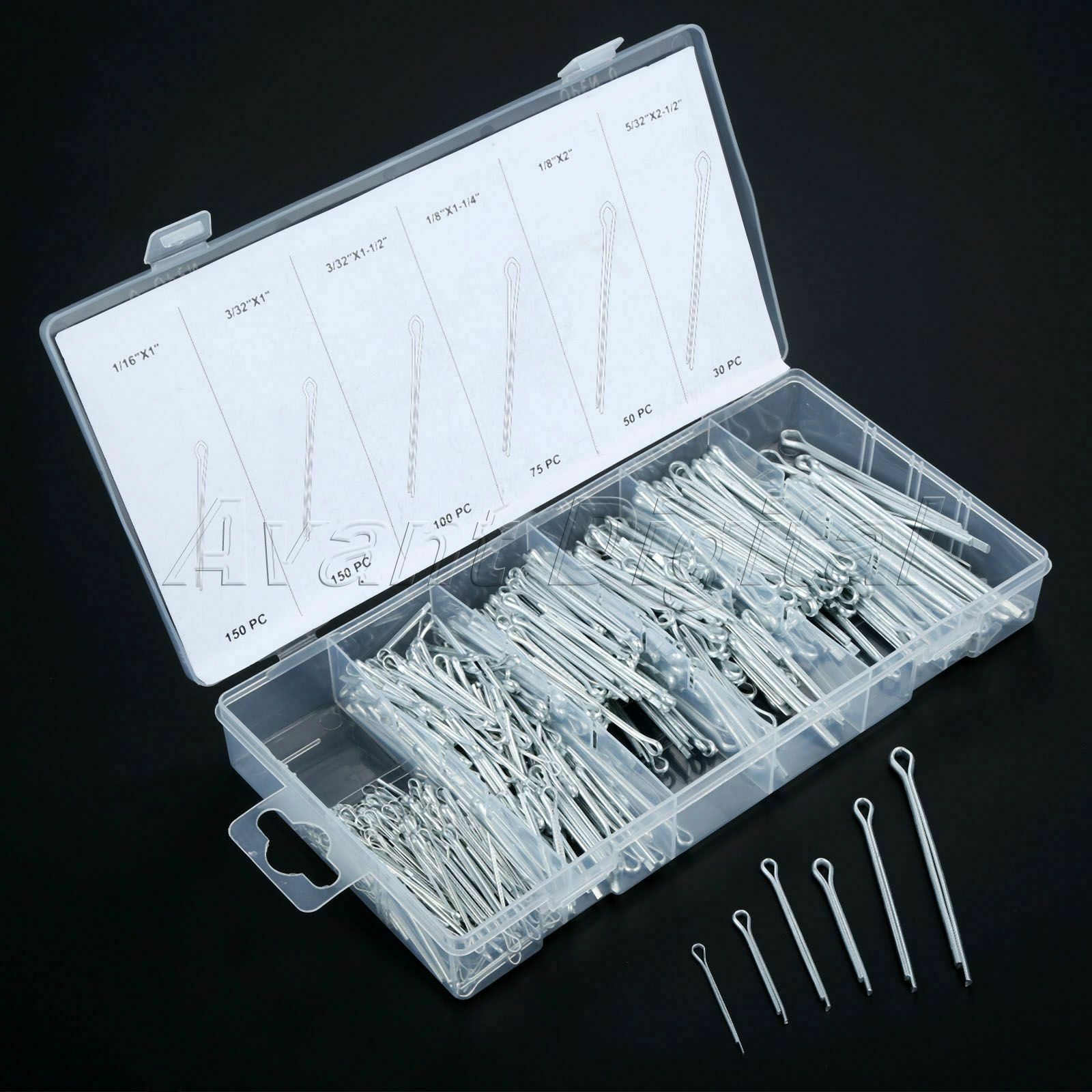 555pcs 304 Industrial Stainless Steel Cotter Pin Assortment Clip Key Box Fixings