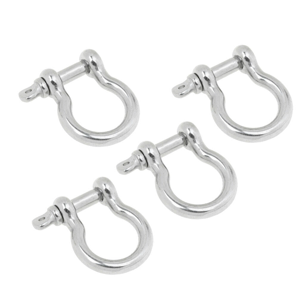 4 pcs Marine Hardware Bow Shackle Clevis Screw Pins Anchor 304 Stainless Steel