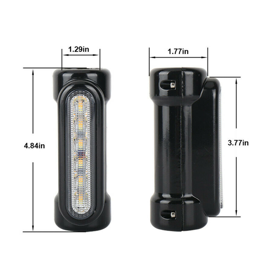 Chrome Motorcycle Highway Bar Switchback Driving Light White Amber LED Crash Bar