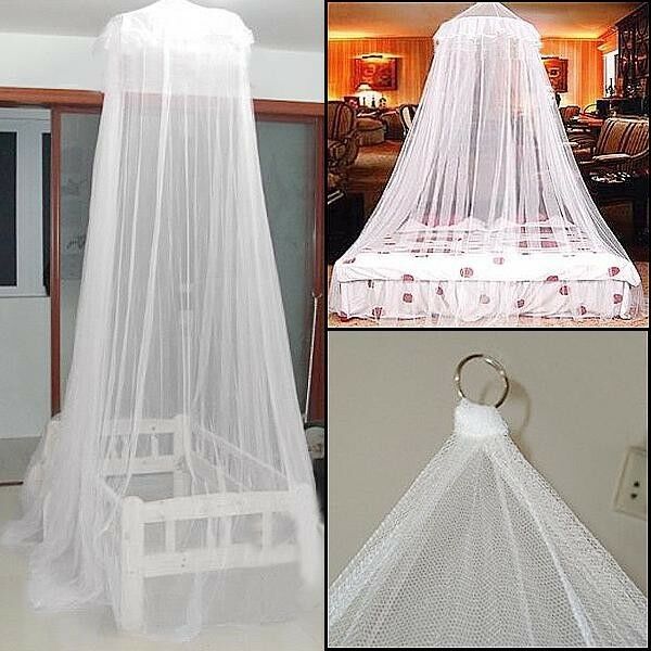 White Mosquito Net Fly Insect Protection Single Entry Double King Size Canopy DD