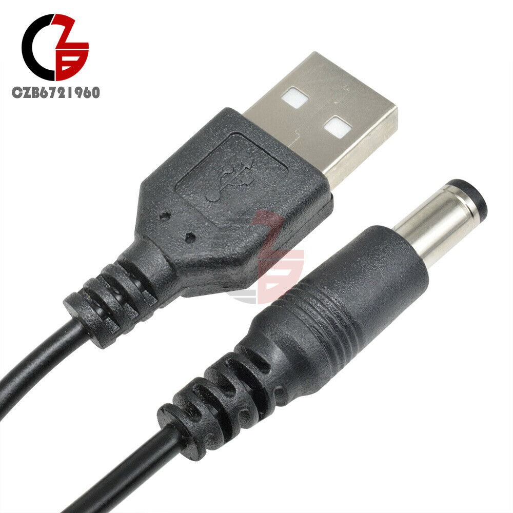 2PCS USB 2.0 Male A To DC 5.5mm x 2.1mm Plug DC Power Supply Cord Socket Cable