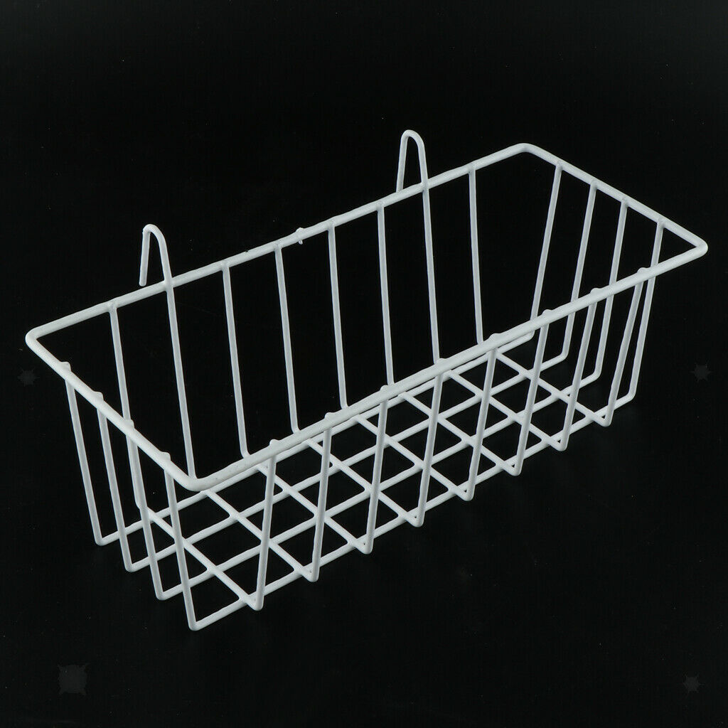 Blesiya 2xWhite Grid Basket Wall Basket with Hanging Hook Wire Storage Rack