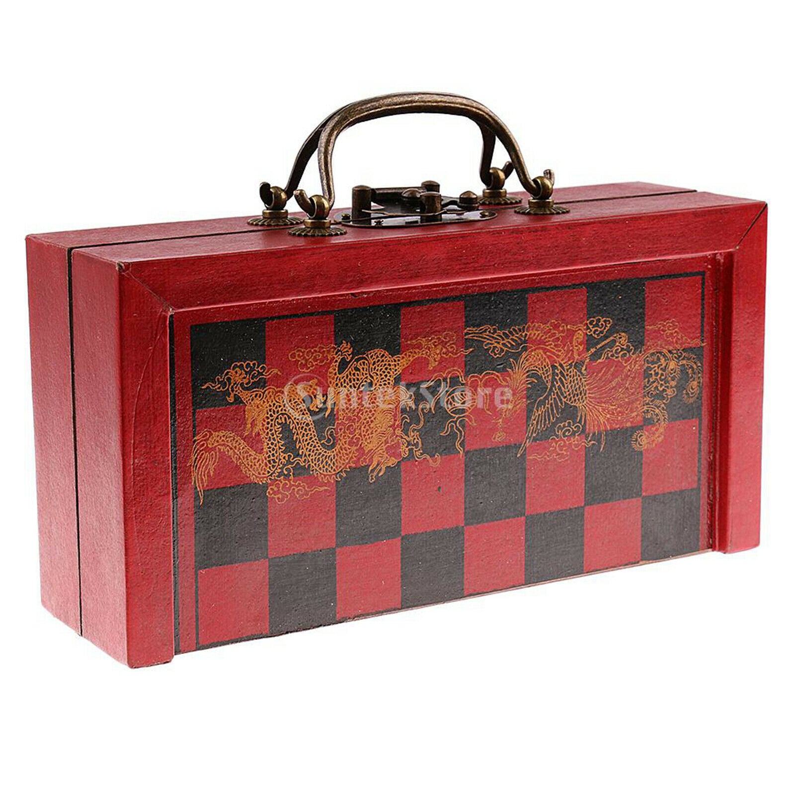 Wooden Chess Set with Folding Chess Board Chess Soldiers Chessman Pieces
