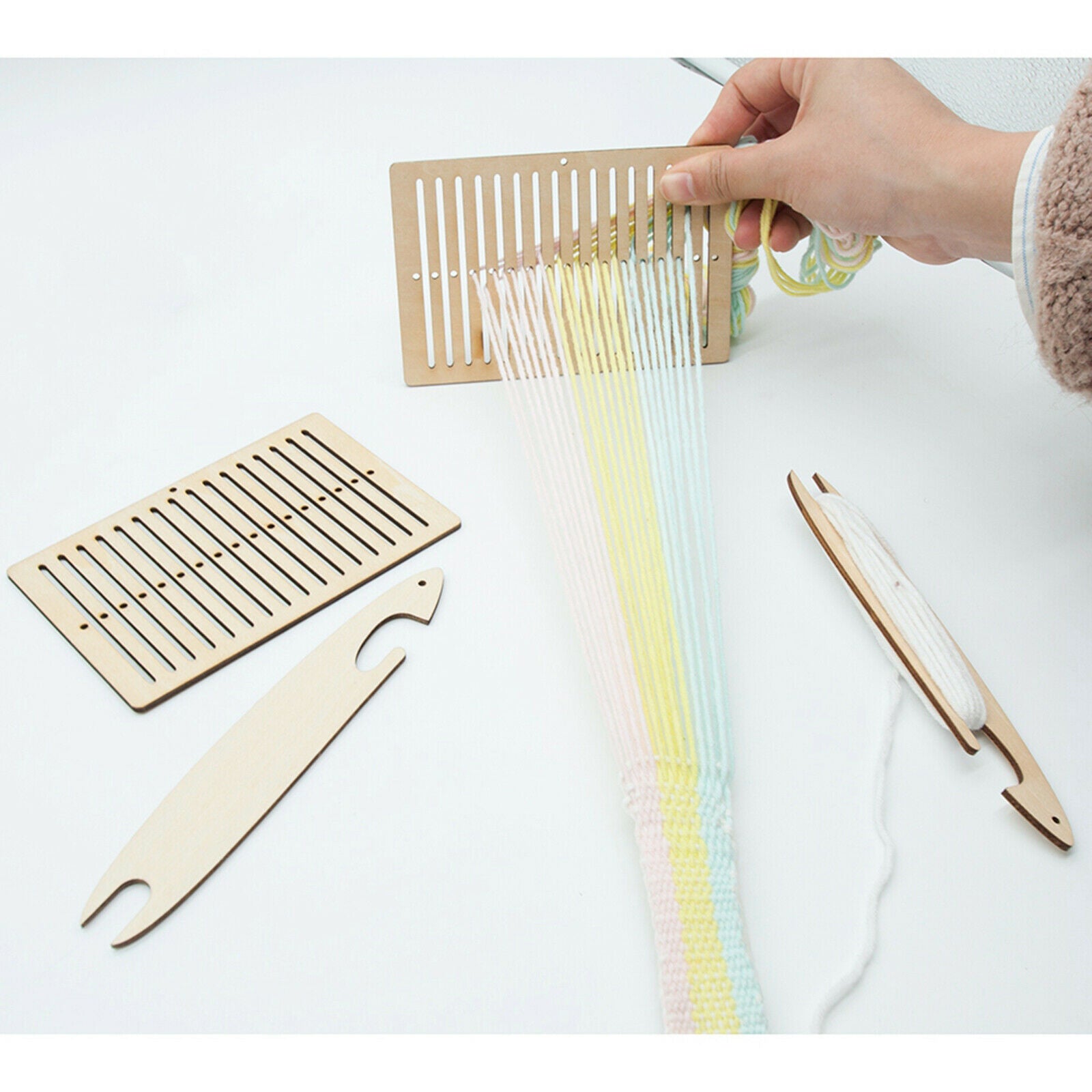 Wooden Weaving Looms Kit DIY Tapestry Rug Loom Machine for Adults Beginner
