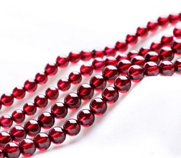 Natural 3MM wine red garnet Round BEADS 15 "AA+