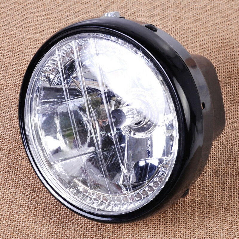7inch Retro Cover LED Motorcycle ATV Bike Headlight Turn Signal Light Amber Lamp