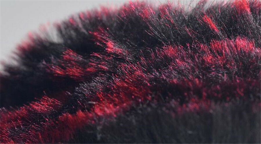 Winter 38cm Universal Black+Red Plush Furry Thick Auto Car Steering Wheel Cover