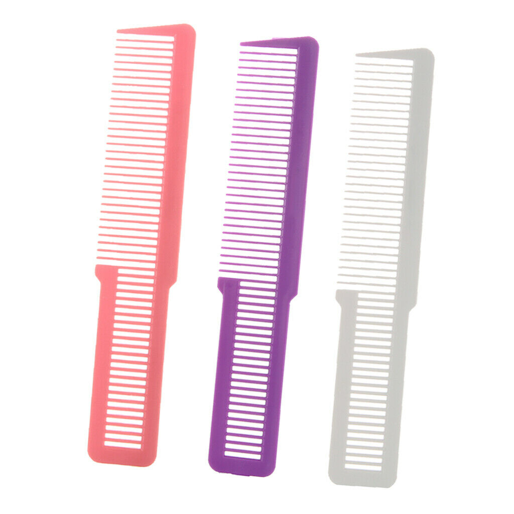 3x Barber Flattop Clipper Cutting Combs Plastic Static Free Hairdressing