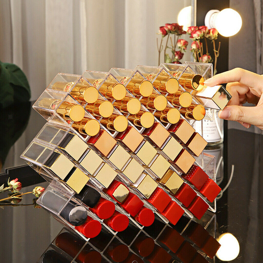 16 Plaid Refillable Display Holder Lipstick Rack Storage Box Organizer