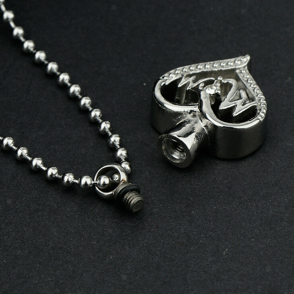 Stainless Steel Cremation Urn Pendant Necklace Ball Bead Chain Mom