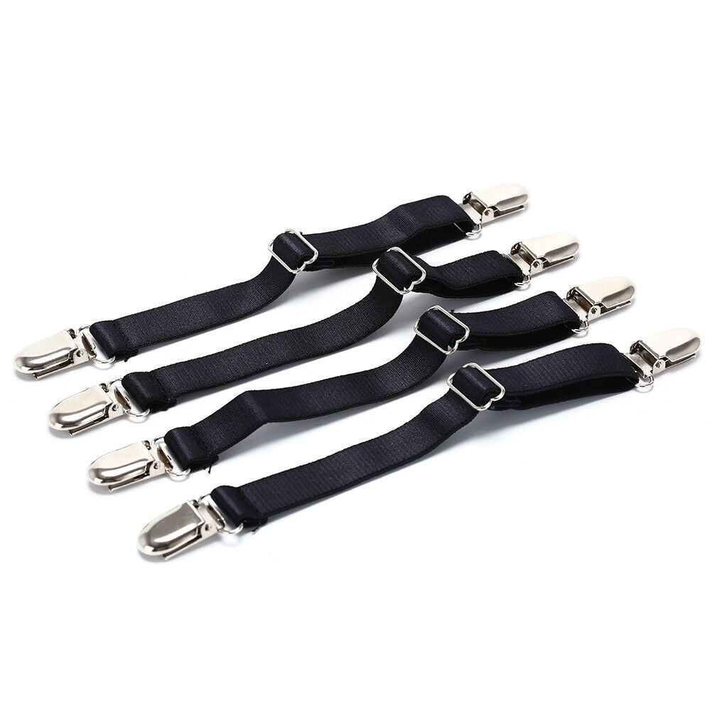 4pcs Adjustable Bed Sheet Corner Holder Elastic Straps Fasteners Clips Tw.l8