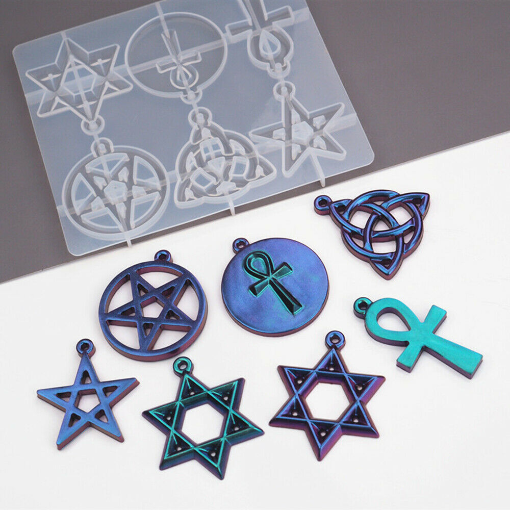 Pentagram Crystal Epoxy Casting Silicone Mold Pendant Jewelry Making Craft DIY