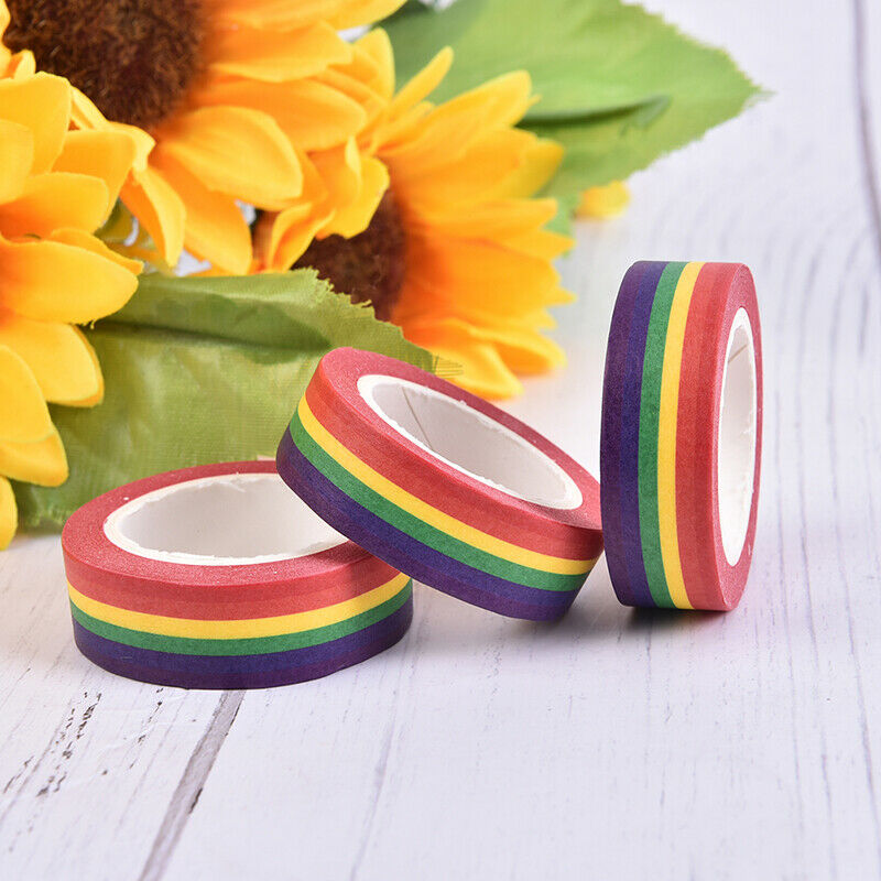 10m/Roll Rainbow Color Sticky Tape Photo Album Scrapbooking Decor Adhesi.l8