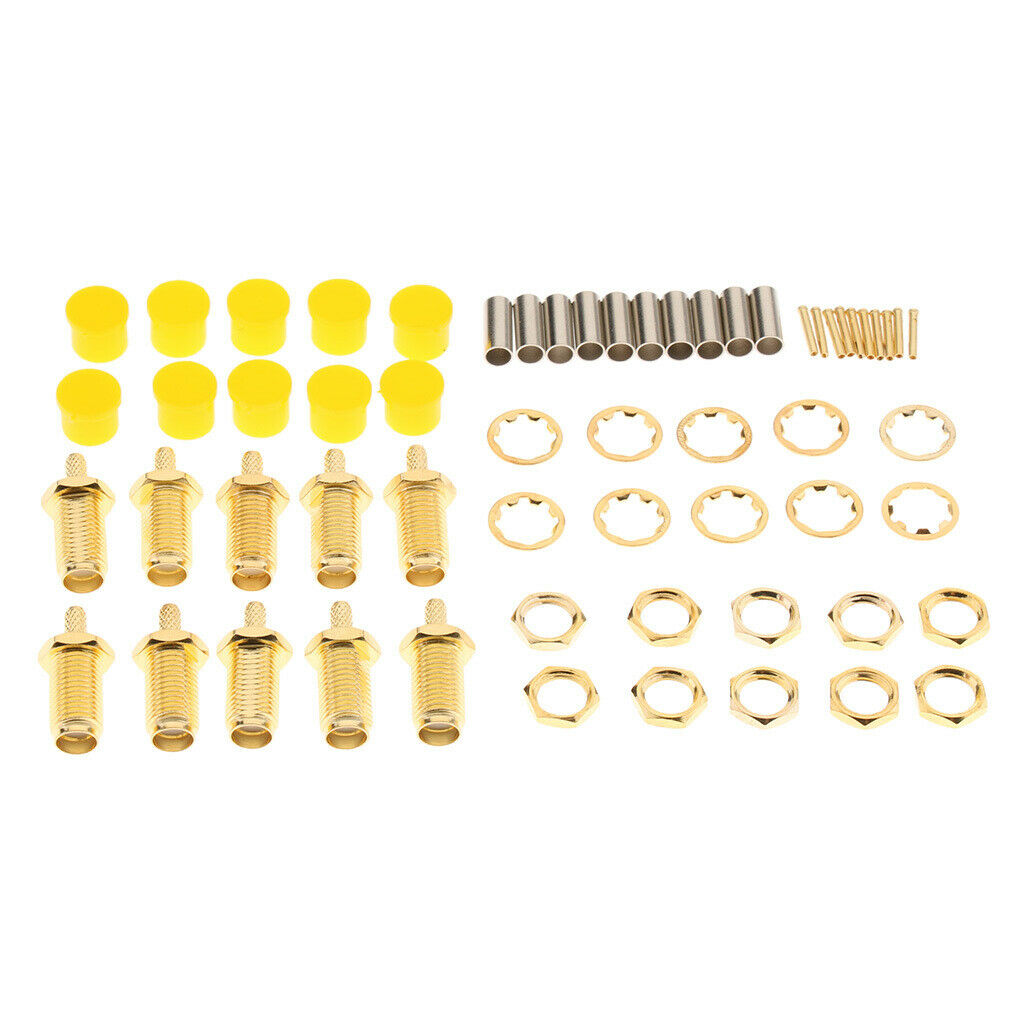 10 Pack SMA Female   Crimp Straight RF Coax Connector for RG316 RG174 LMR100
