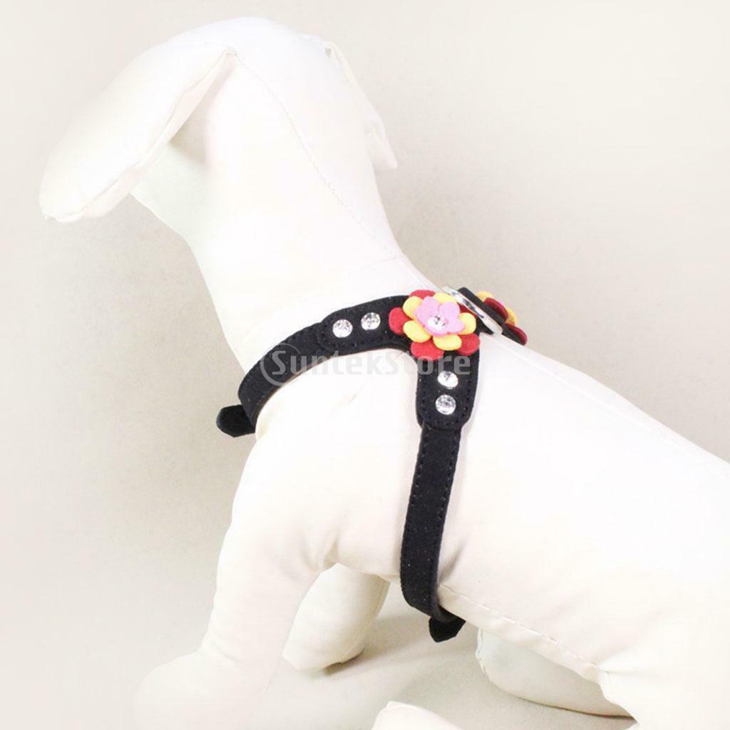 Adjustable Pet Puppy Flower Lead Leash Traction Rope For Dog Black M
