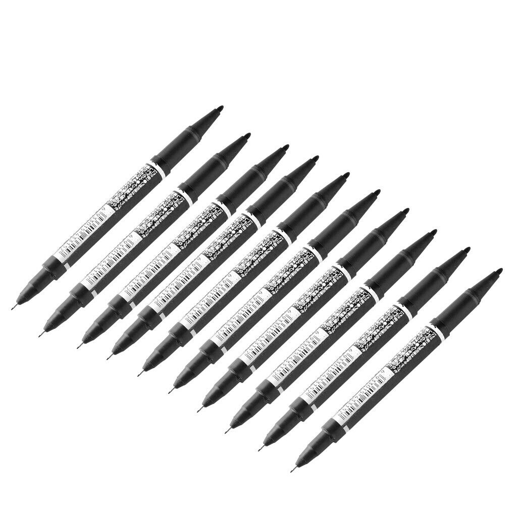 Pack of 10 Marker Pens, Marker Pens, Dual Tip, Black