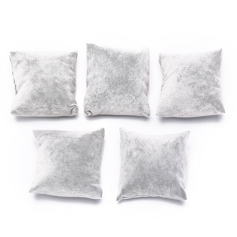 set of 5 grey velvet watch bracelet pillows cushions for case box display Z TL