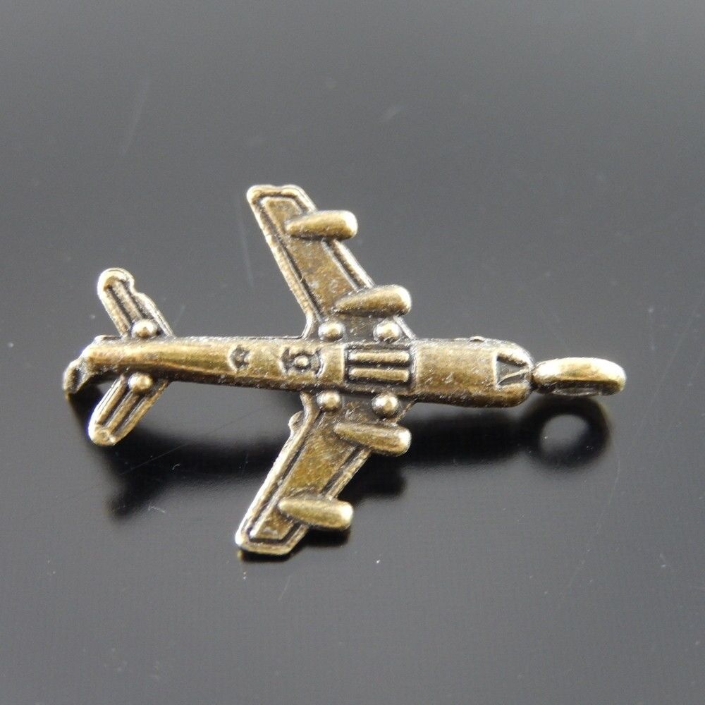 30-pack Antiqued Bronze Alloy Airplane Charm Pendant Jewelry Art Craft 20x17x6mm