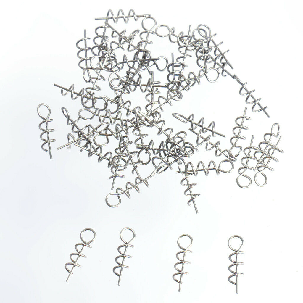 100Pcs Fishing Lures Pin Fixed Latch  Soft Worms Fishing Baits Spring