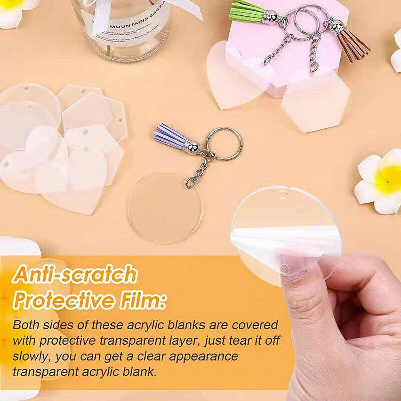 Acrylic Keychain Blank Transparent Ornament Pendants and Round Keychain Tass JY
