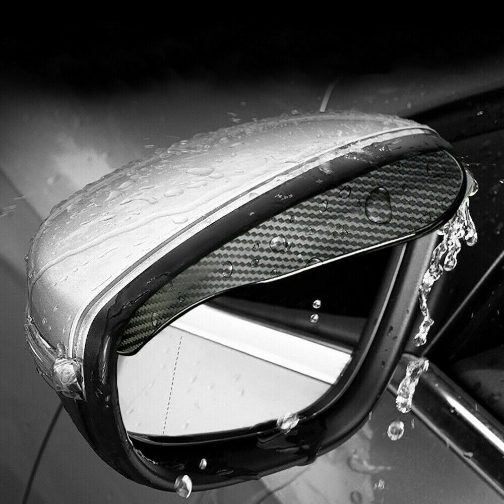 2pcs  Carbon Sunshade Snow Guard Weather Shield Cover Car Side Rear View Mirror