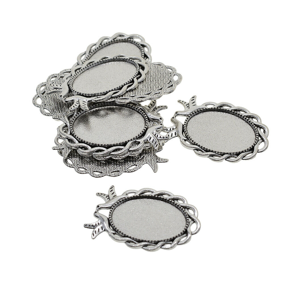 10 Pcs Stainless Steel Pendant Trays Blanks, Oval Bezel Pendant Bases, Jewelry