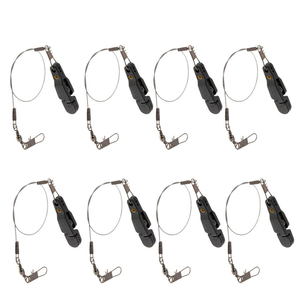 8pcs Power Grip Release Clip Outrigger Downrigger Release Clips with Leader