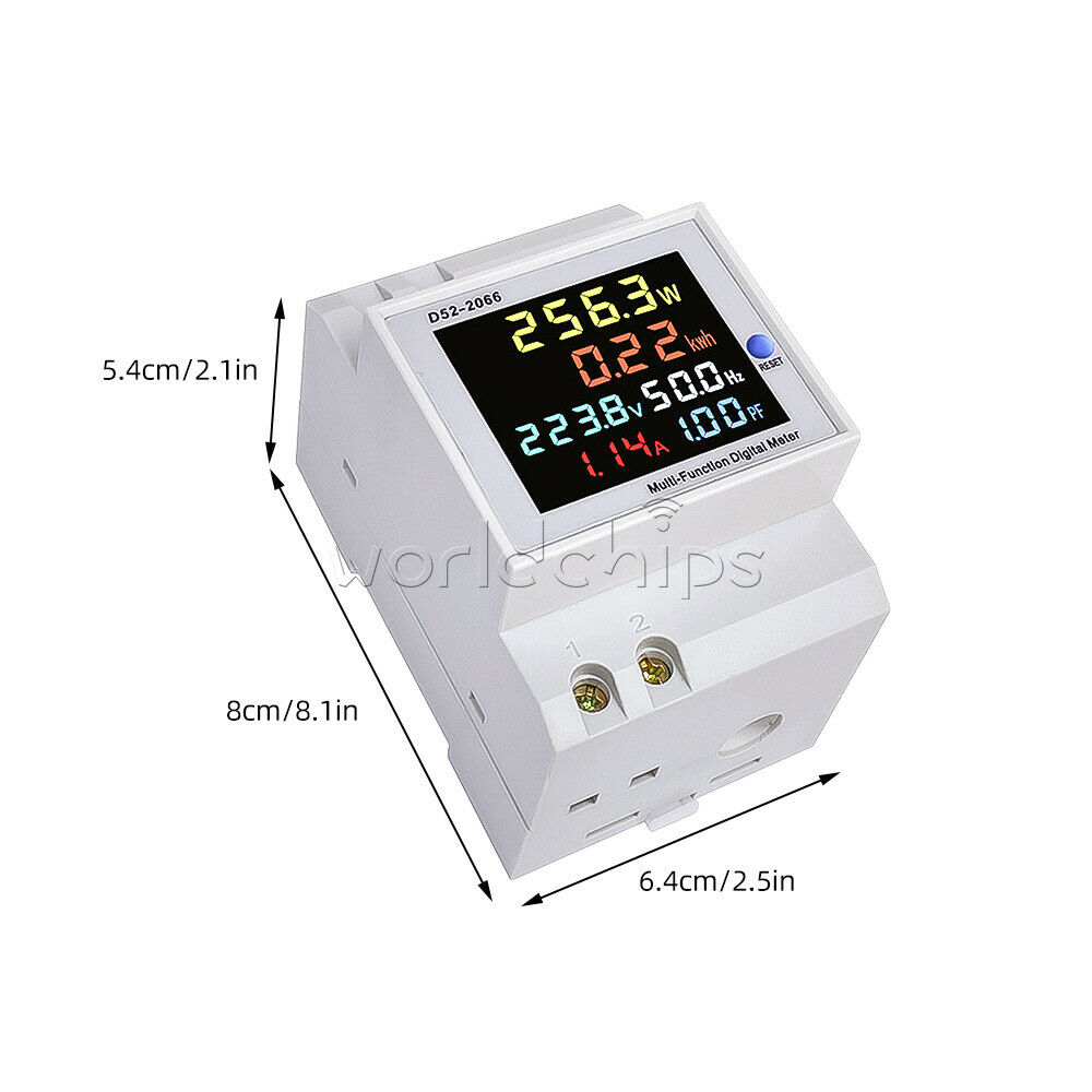 AC250-450V Digital Din-Rail Current Voltage Power Factor Meter Ammeter Voltmeter