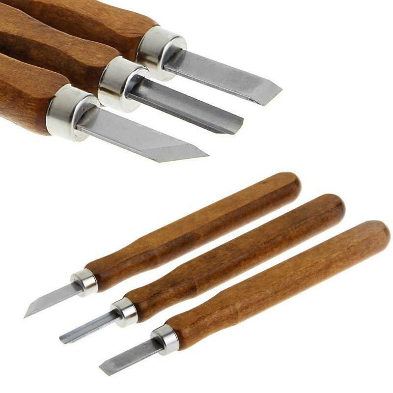 3 Pcs Wood Sculpture Tool Set Mini Chisel Steel Blades Asstorted Wooden handle