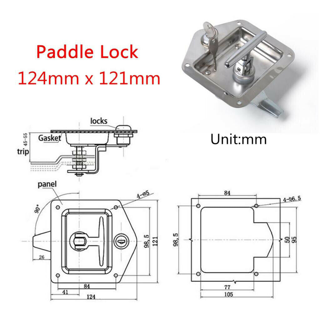 Rv Truck Door Tool Box Lock With Gasket T-handle Latch With Keys Stainless S
