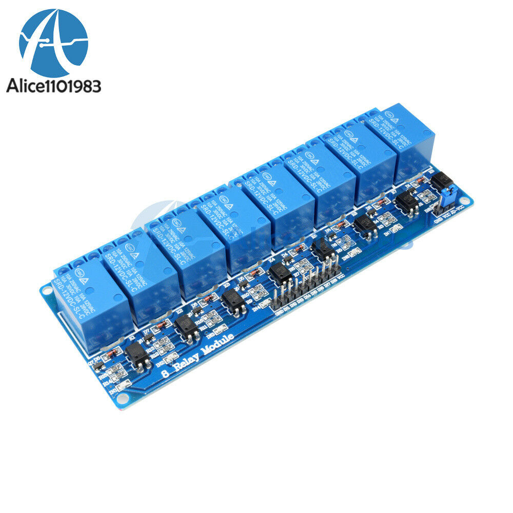12V 8Channel Relay Module with Optocoupler for Arduino UNO 2560 1280 ARM PIC AVR