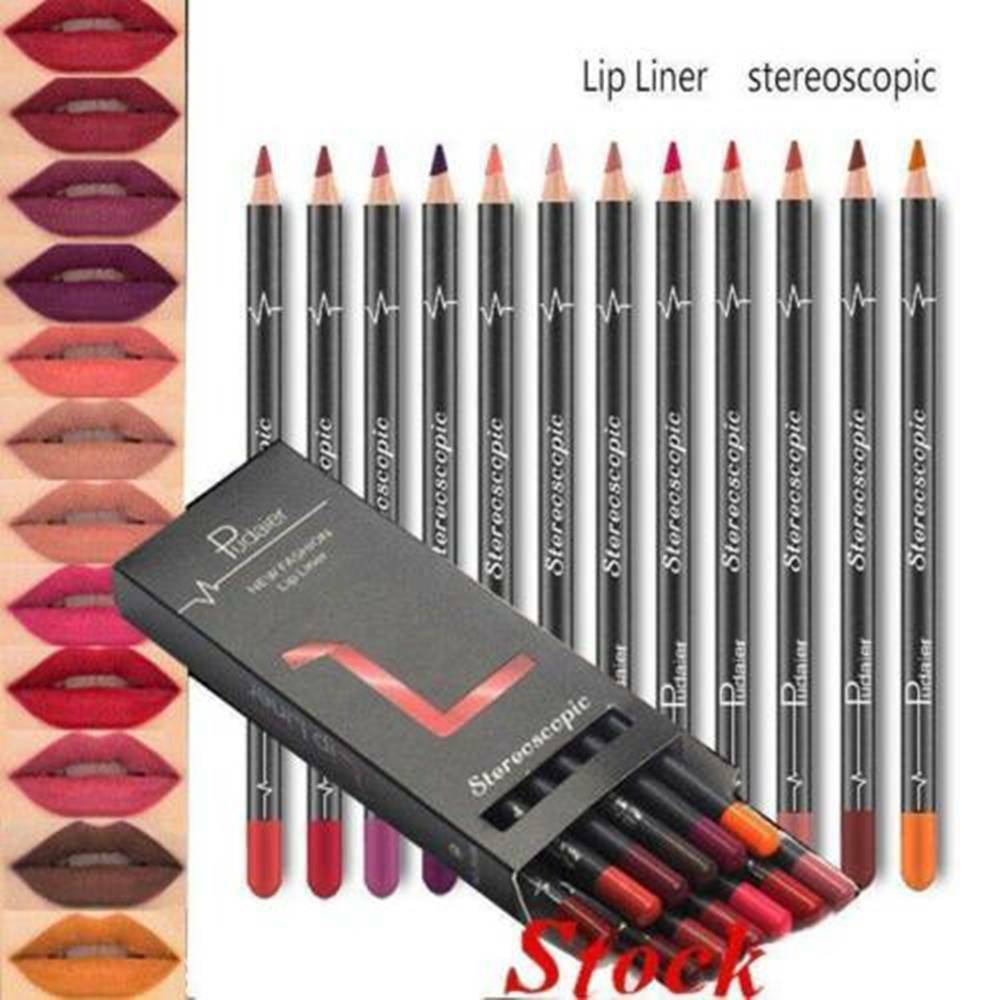 12 PCS/Set Waterproof Lip Liner Lipstick Long-Lasting Matte Lipliner Pencil Pens