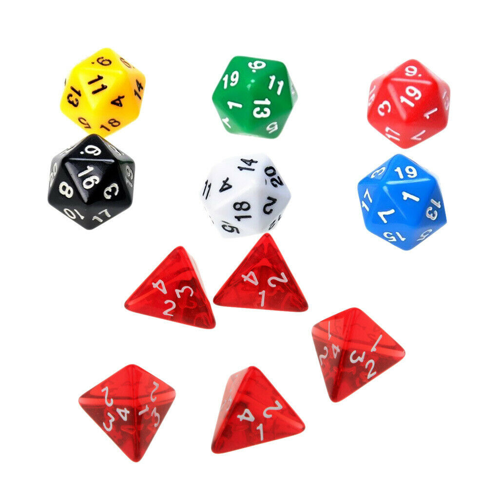 10Pcs Creative Acrylic D4 D20 Dice Role Playing Game for DND Board Game